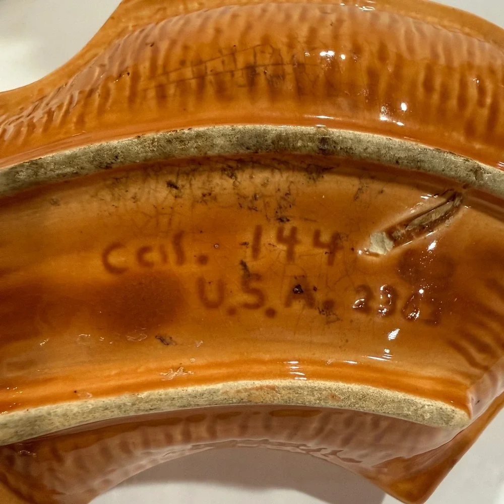 Vintage California Pottery Drip Glaze Atomic MCM Orange USA Hippy Ashtray Bowl